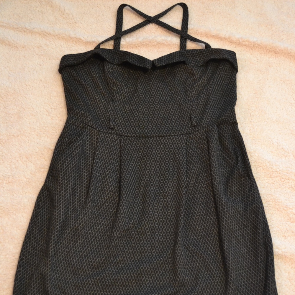 charcoal grey with silver diamond print dress